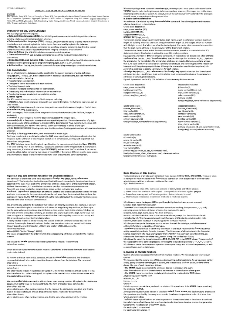 SQL Query Basics and Functions Guide | PDF | Parameter (Computer ...