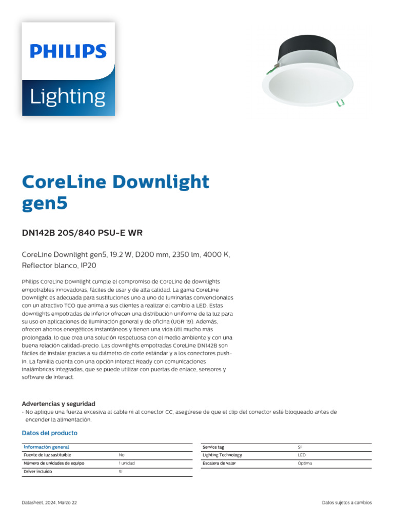Downlight LED Philips CoreLine DN142B | PDF | Diodo emisor de luz ...