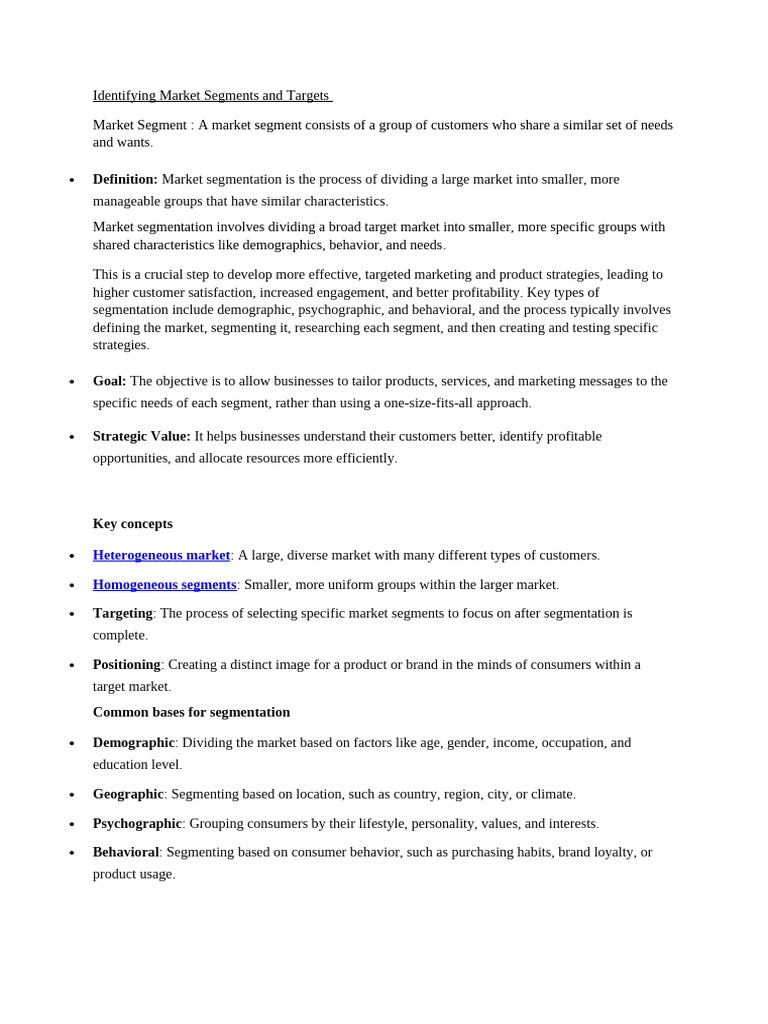 Identifying Market Segments and Targets 28NOV | PDF | Marketing ...