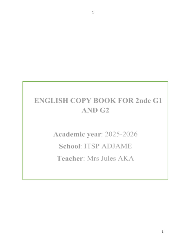 English Copy Book for 2nde G1 & G2 | PDF | Retail | Supermarket