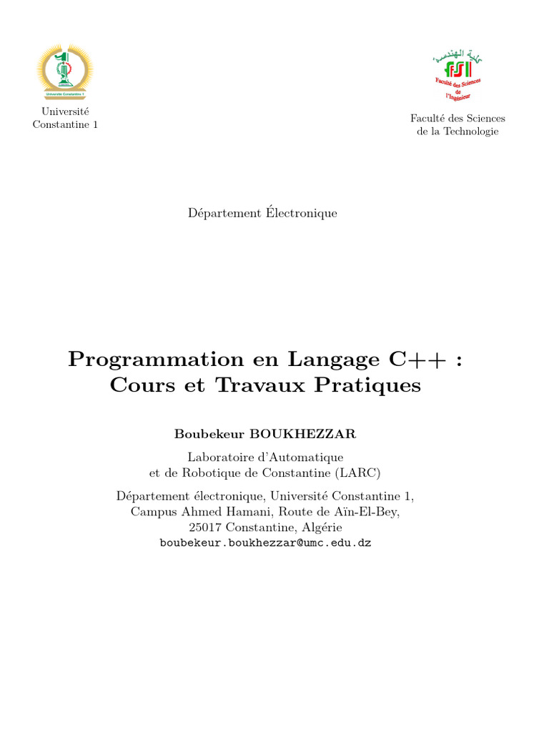 Cours d'initiation à la programmation C++ | PDF | C ++ | Compilateur