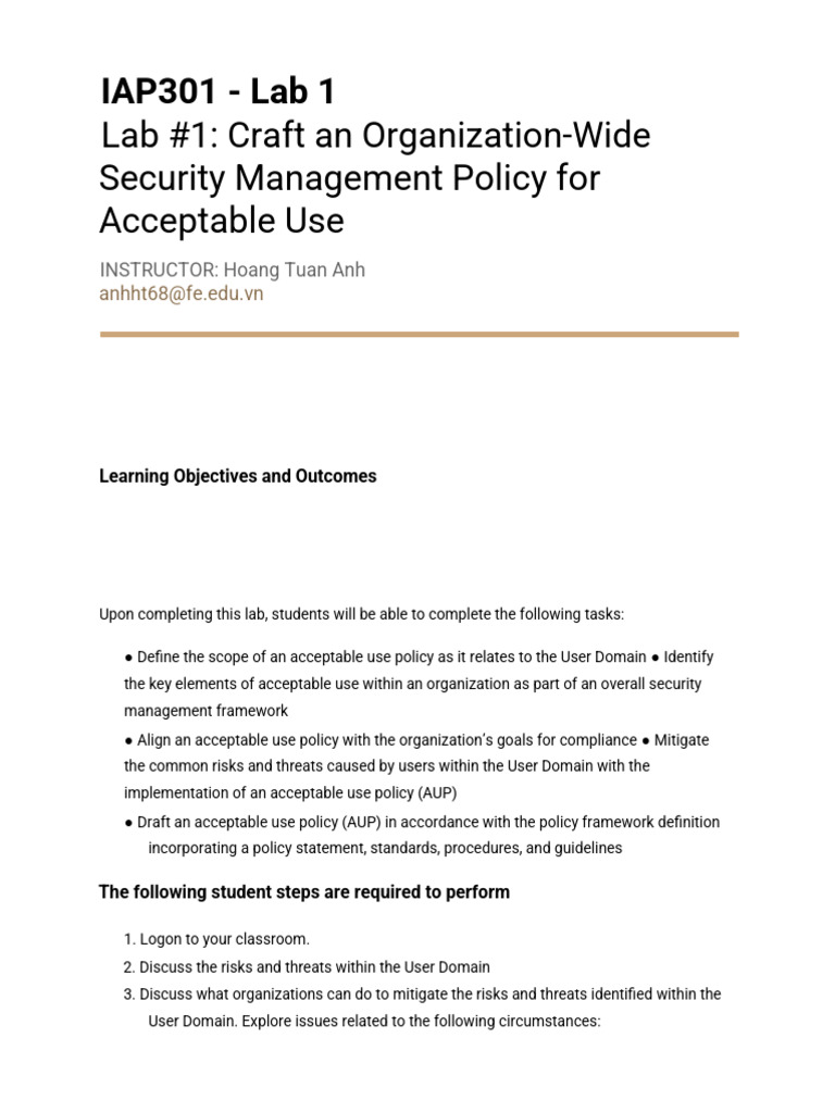 Lab 1 | PDF | Regulatory Compliance | Policy