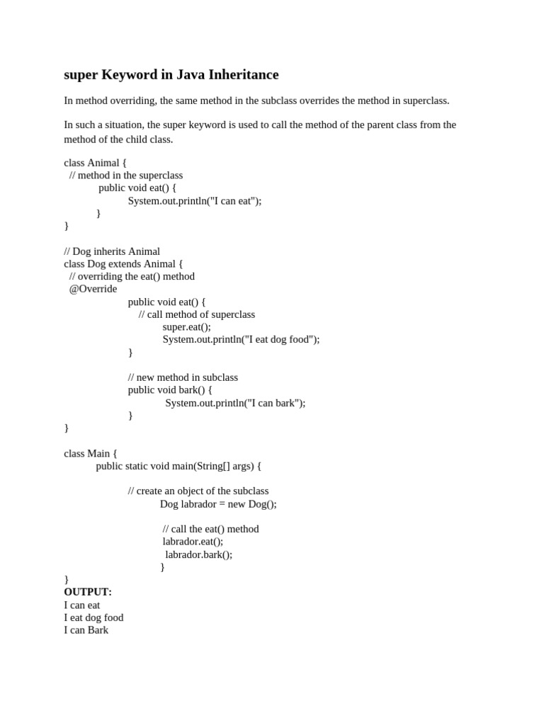 Java Super Keyword and Abstraction Guide | PDF | Class (Computer ...