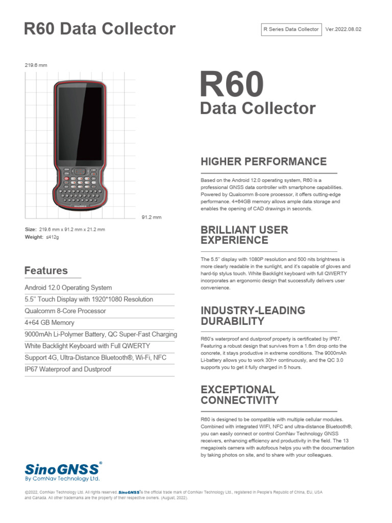 R60 Data Collector: High-Performance GNSS | PDF | Smartphone | Consumer ...