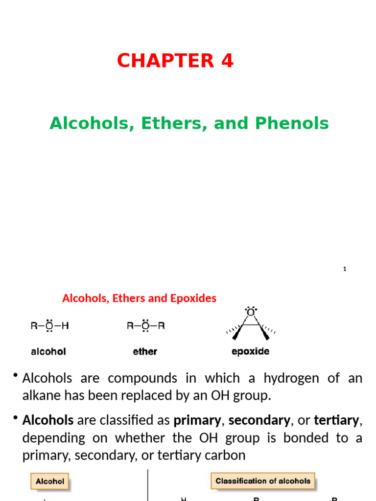 Alcohols, Ethers, and Phenols Overview | PDF | Ether | Ester