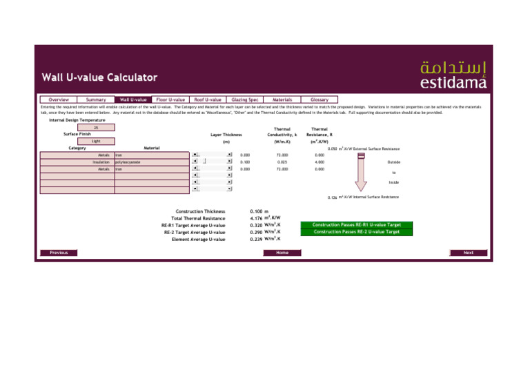 Wall U-Value Calculation Tool | PDF | Transport Phenomena | Materials