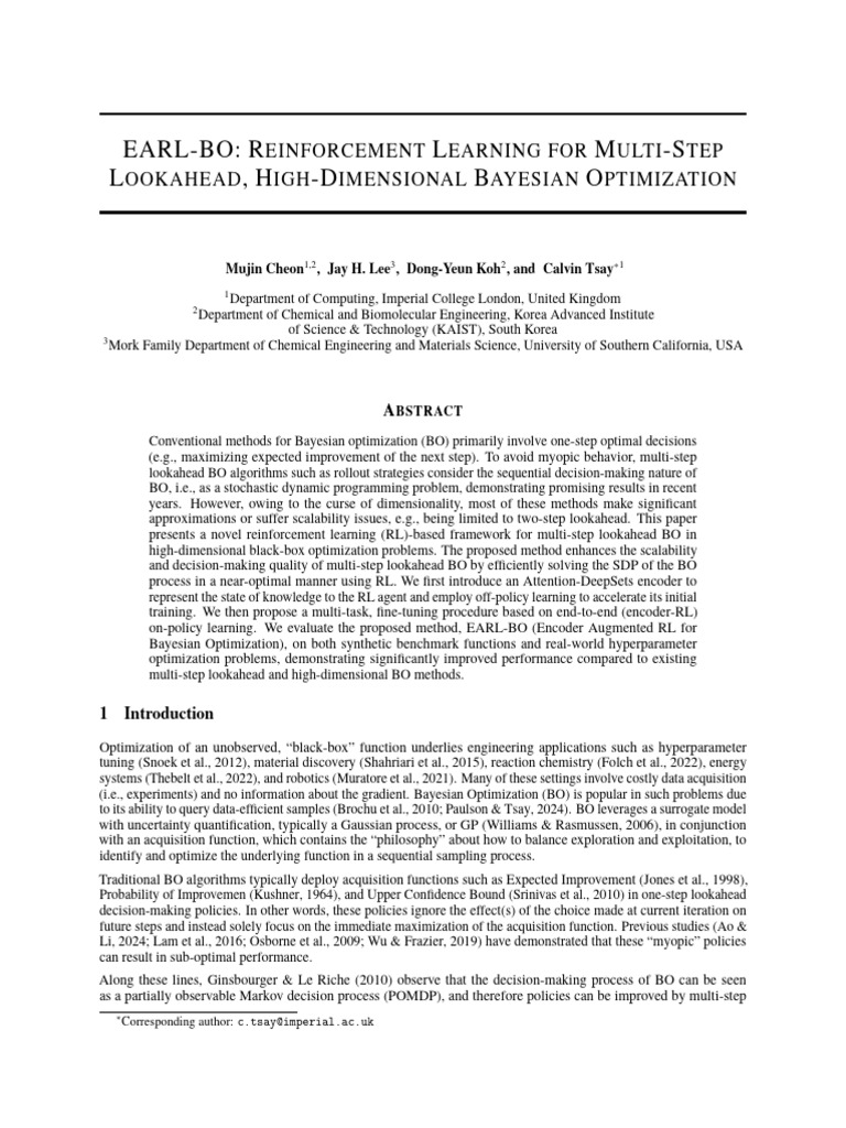EARL-BO: RL for Multi-Step Bayesian Optimization | PDF | Mathematical ...