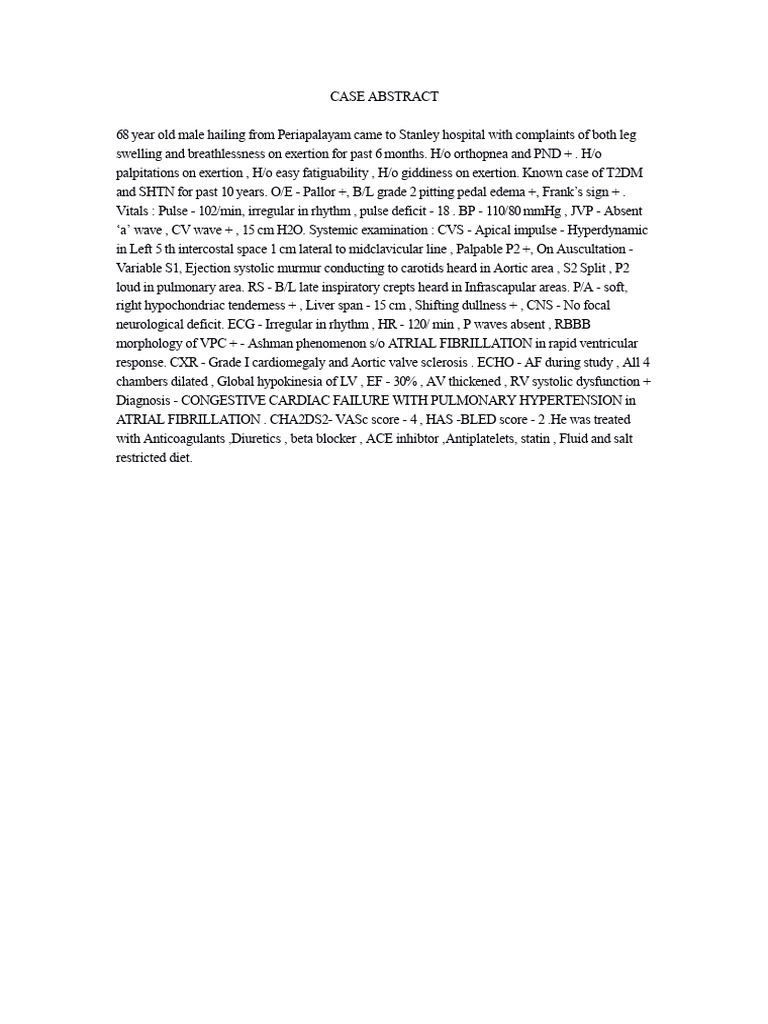 Case Abstract- Heart Failure 2 | PDF