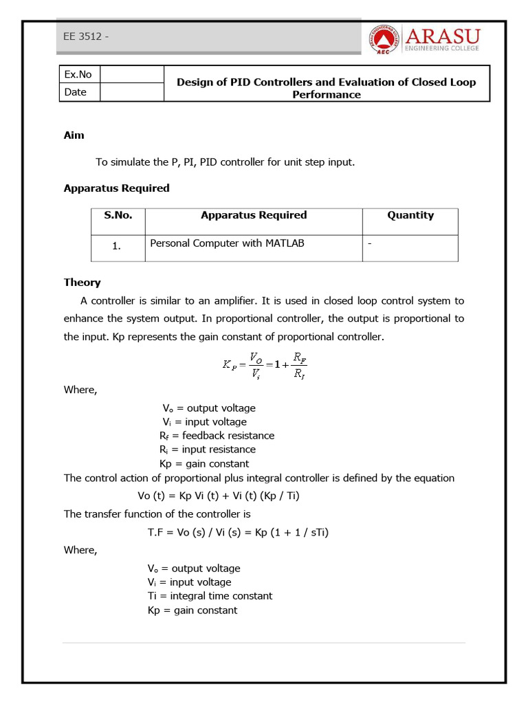 PID Controller Design and Analysis | PDF | Control Theory | Electrical ...