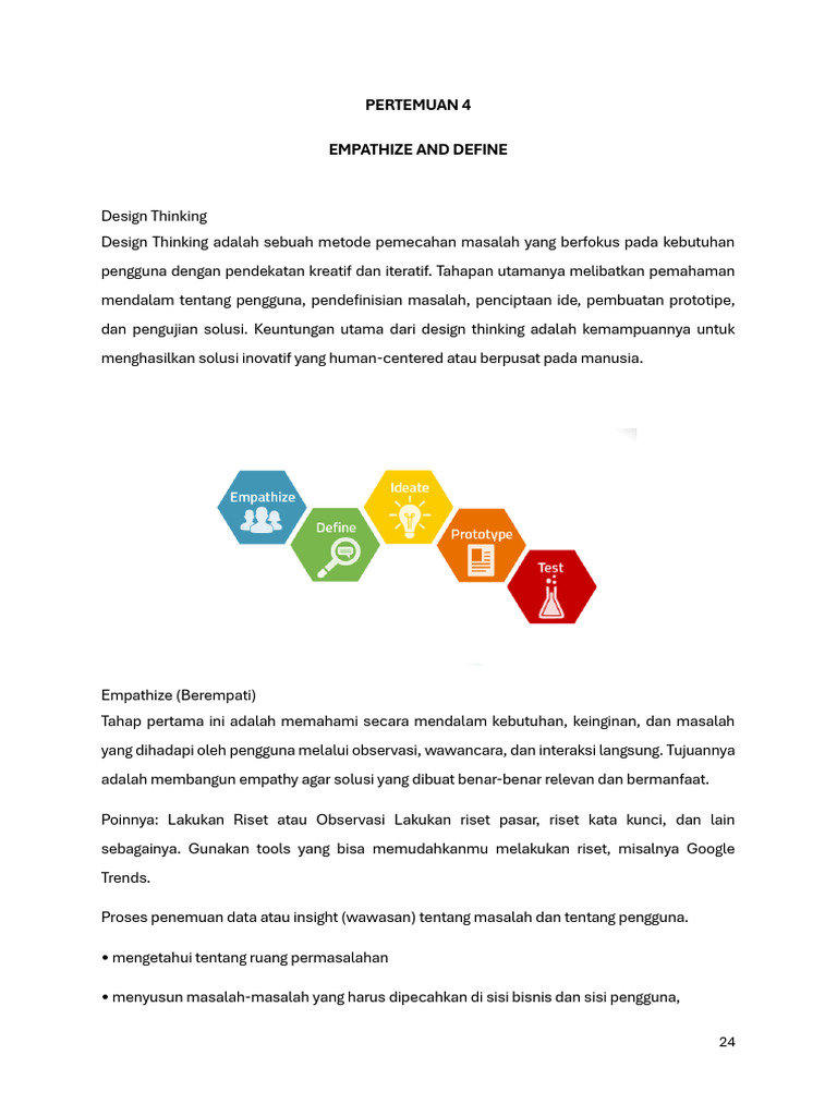 Metode Empathize dan Define dalam Design Thinking | PDF