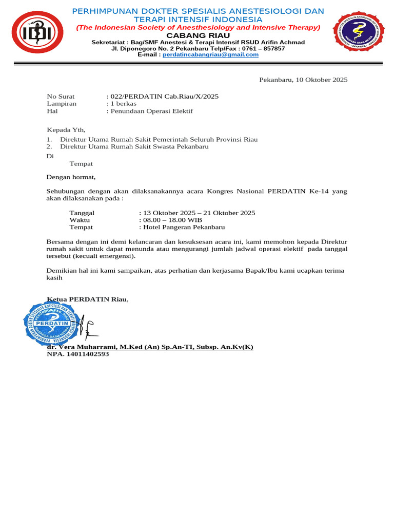 Penundaan Operasi Elektif Riau 2025 | PDF