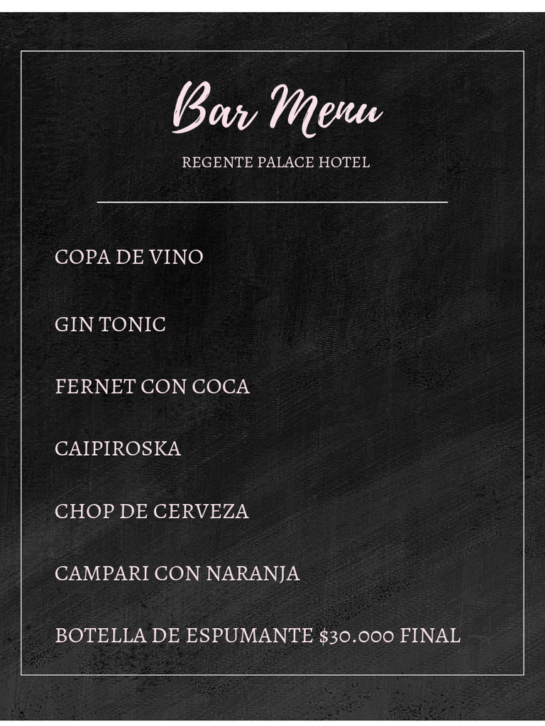 Black Modern Bar Menu | PDF