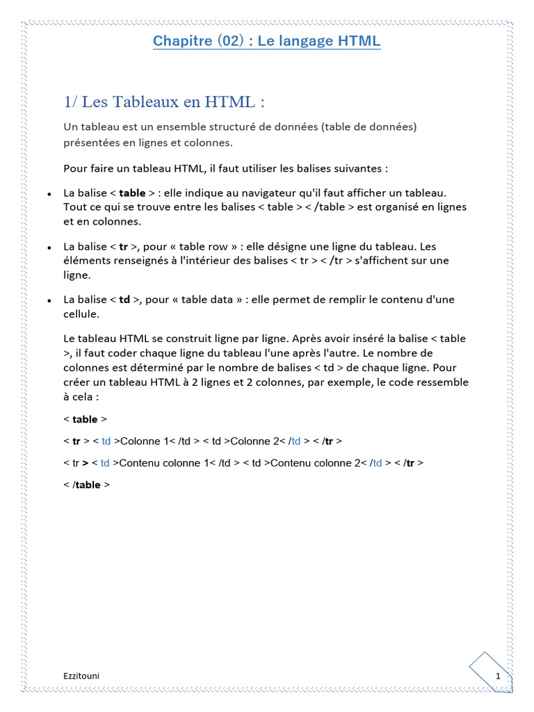 Introduction aux tableaux et div en HTML | PDF | Élément HTML | Html