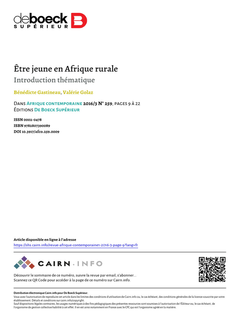 Jeunesse rurale en Afrique : enjeux et réalités | PDF | Afrique | Jeunesse