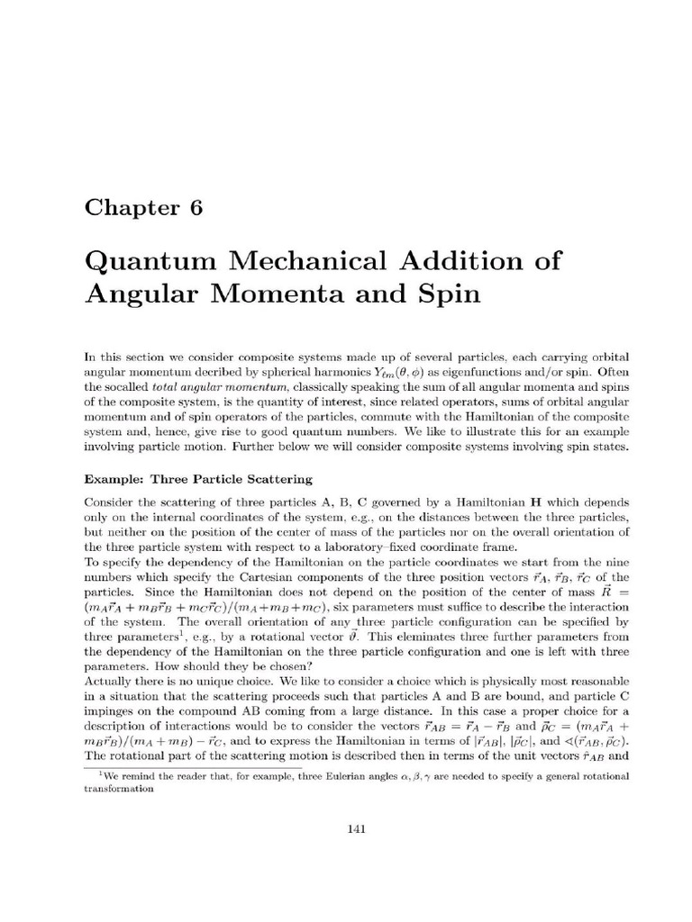 Quantum Mechanics Addition of Angular Momentum | PDF