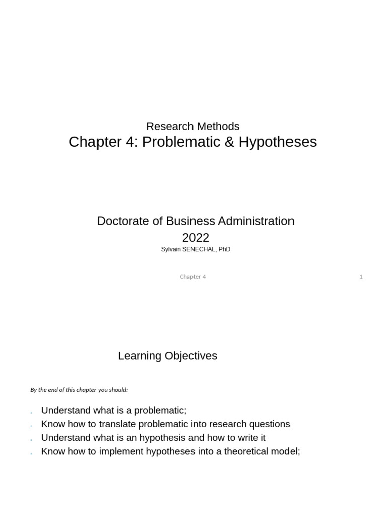 Research Methods: Problematic & Hypotheses | PDF | Hypothesis | Theory