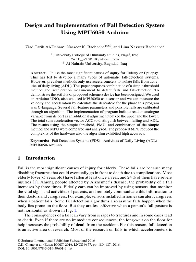 Fall Detection System with MPU6050 Arduino | PDF | Acceleration ...
