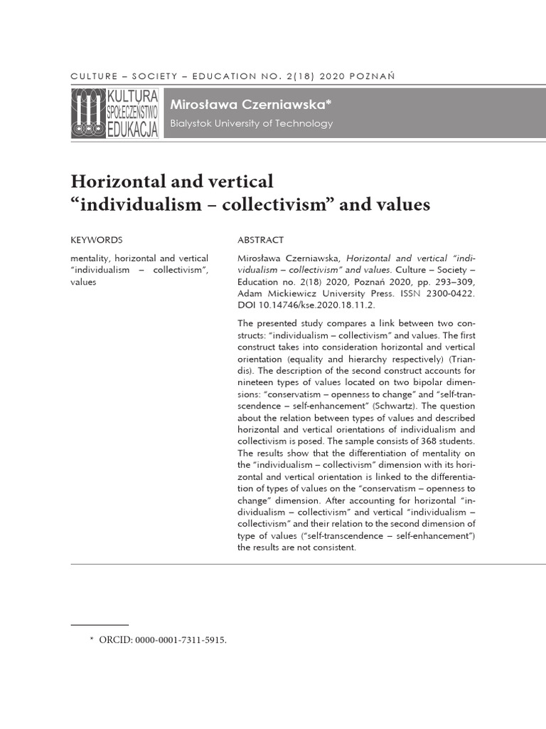 Individualism, Collectivism, and Values | PDF | Value (Ethics ...