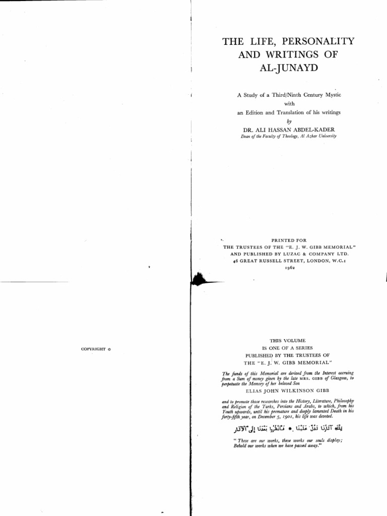 The Life, Personality and Writings of Al-Junayd | PDF