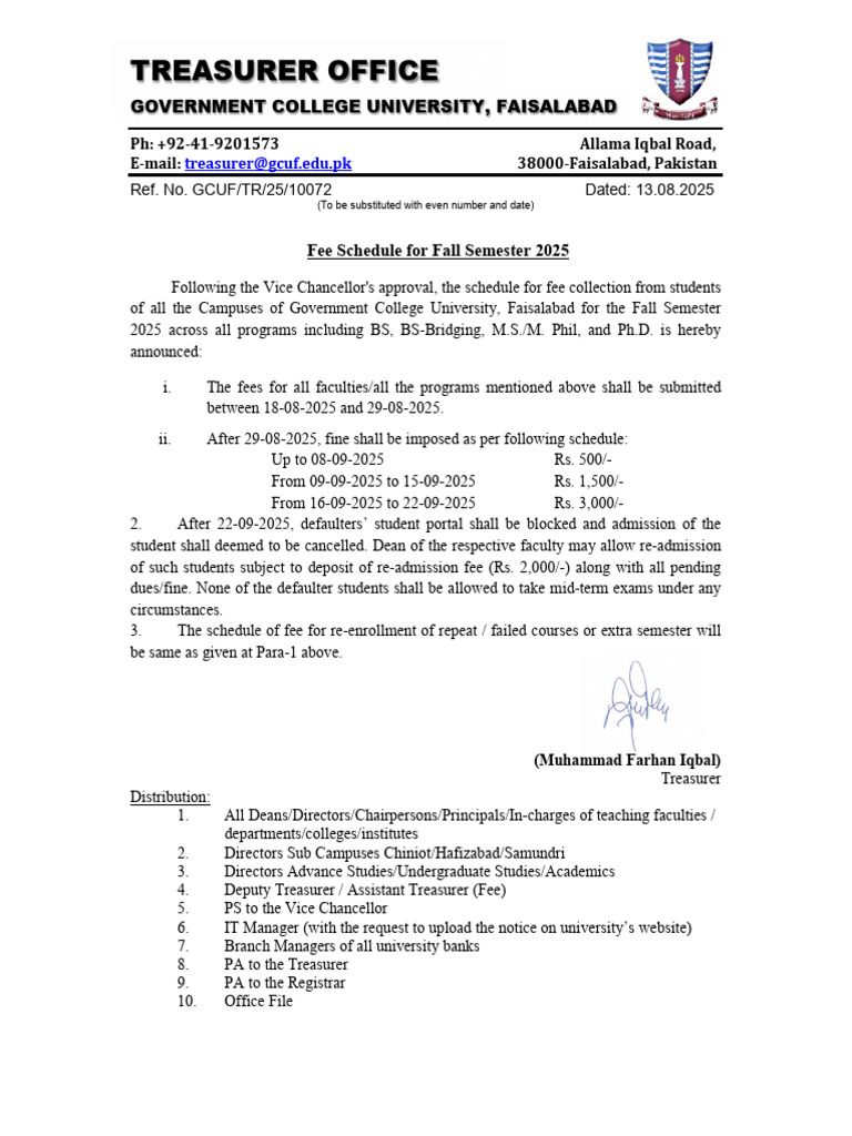 GCUF Fall 2025 Fee Schedule Notice | PDF | Chess | Chess Theory