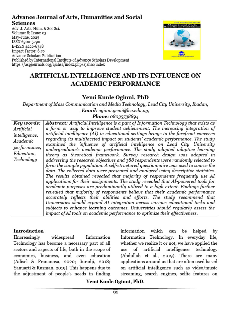 AI's Impact on Academic Performance | PDF | Artificial Intelligence ...