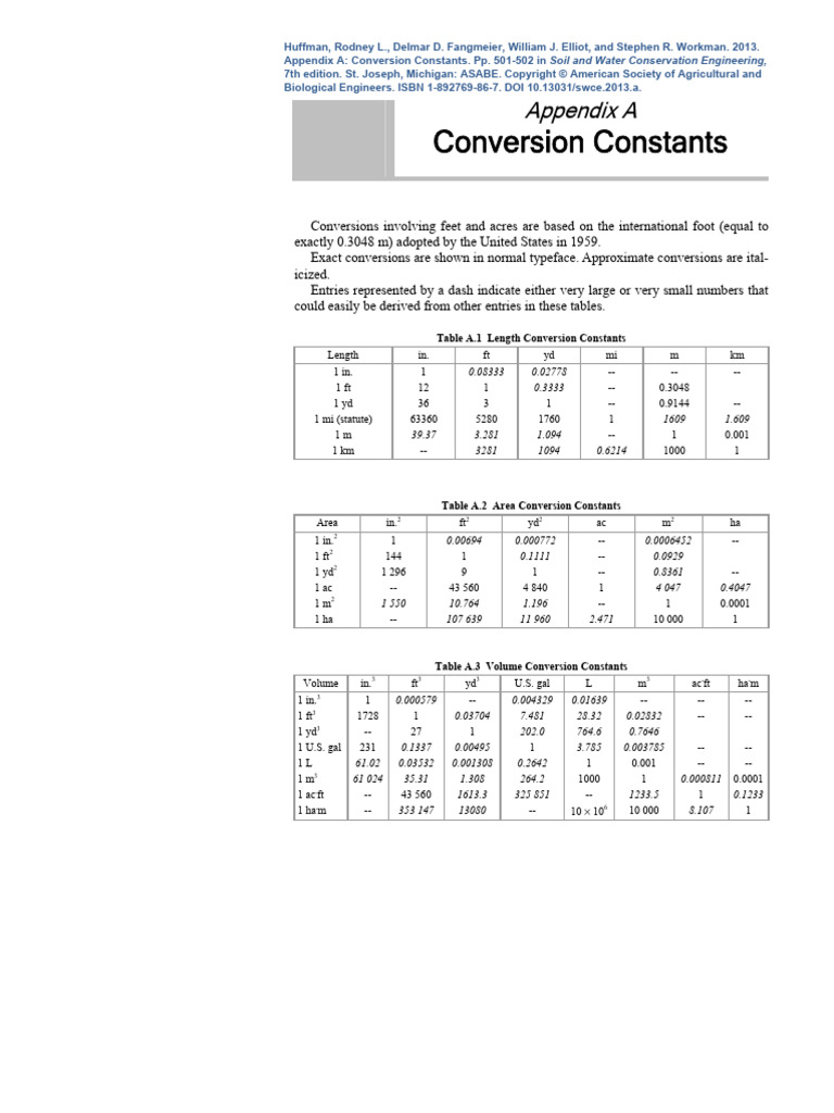 Conversion Constants for Measurements | PDF | Pascal (Unit) | Quantity