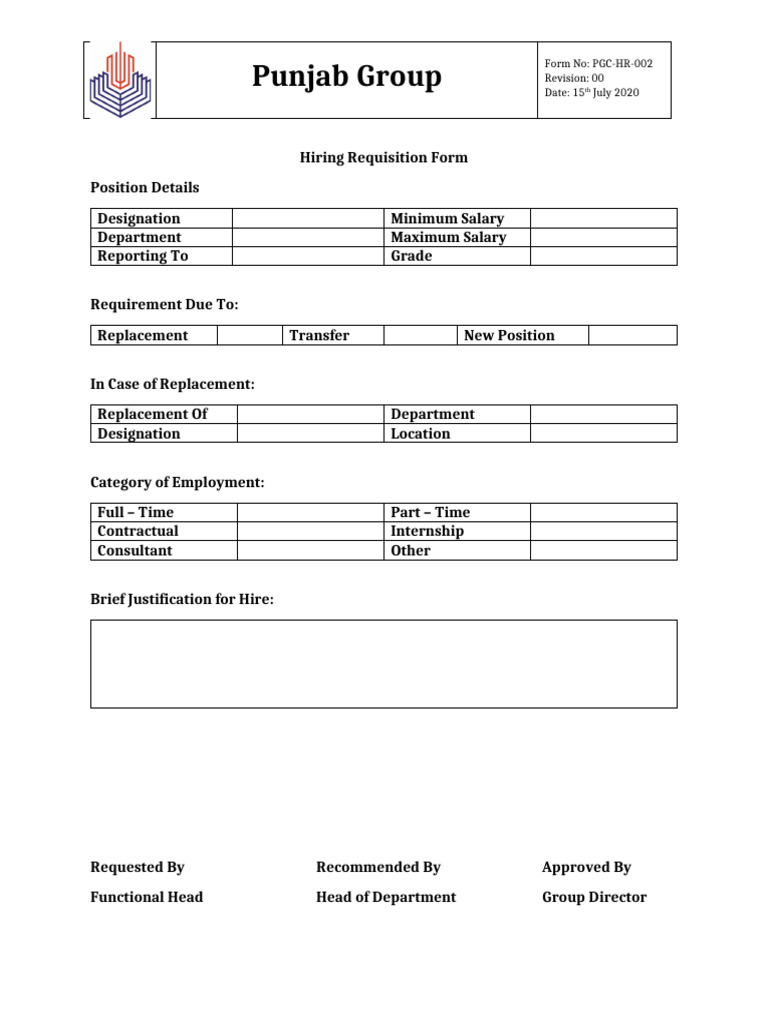 Hiring Requisition Form Template | PDF