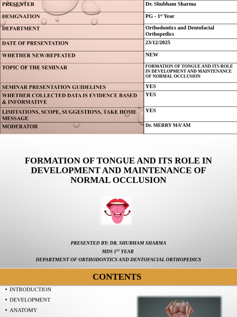 Tongue's Role in Normal Occlusion Development | PDF | Tongue | Human ...