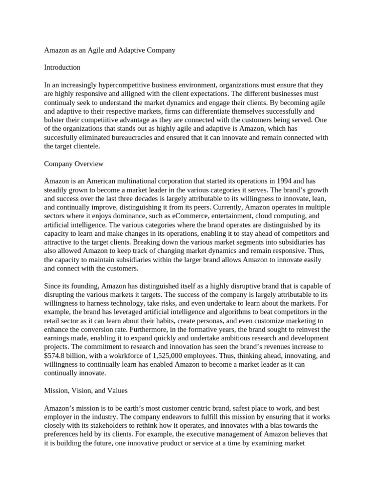 Amazon's Agile Business Strategy Explained | PDF | Brand | Market ...