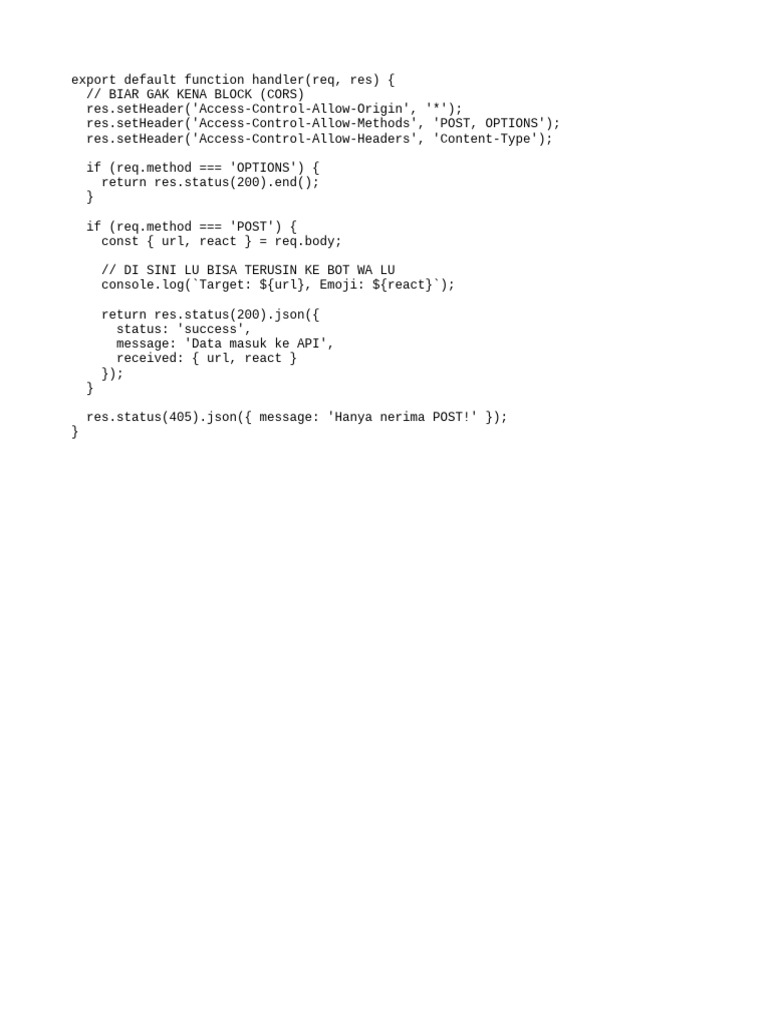 CORS Handling for POST Requests in API | PDF