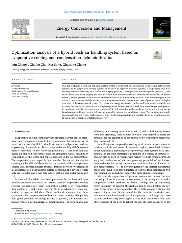 Hybrid Fresh Air Handling System Optimization | PDF | Air Conditioning ...