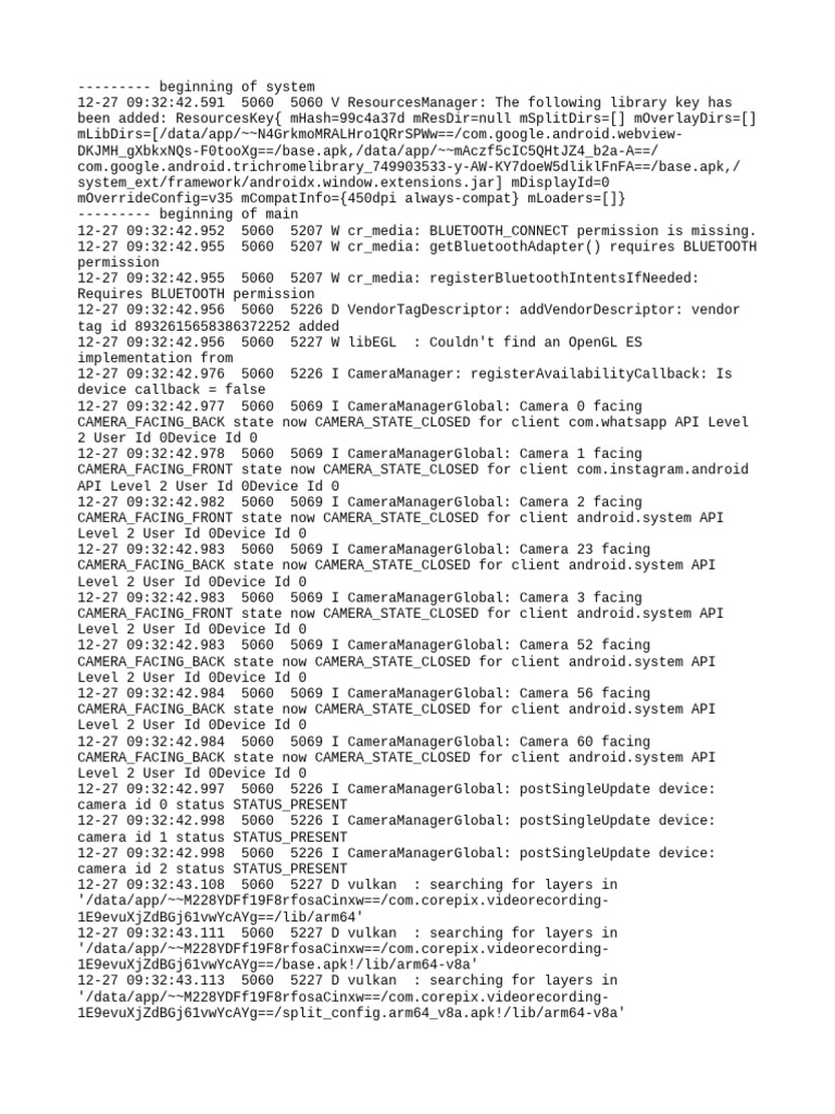 Android Camera and Bluetooth Logs | PDF | Mobile App | Android ...