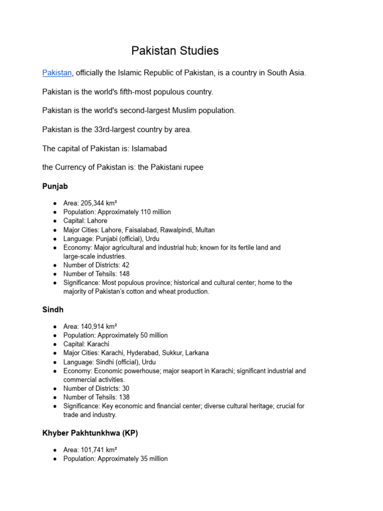 Overview of Pakistan's Geography and Demographics | PDF | Pakistan ...