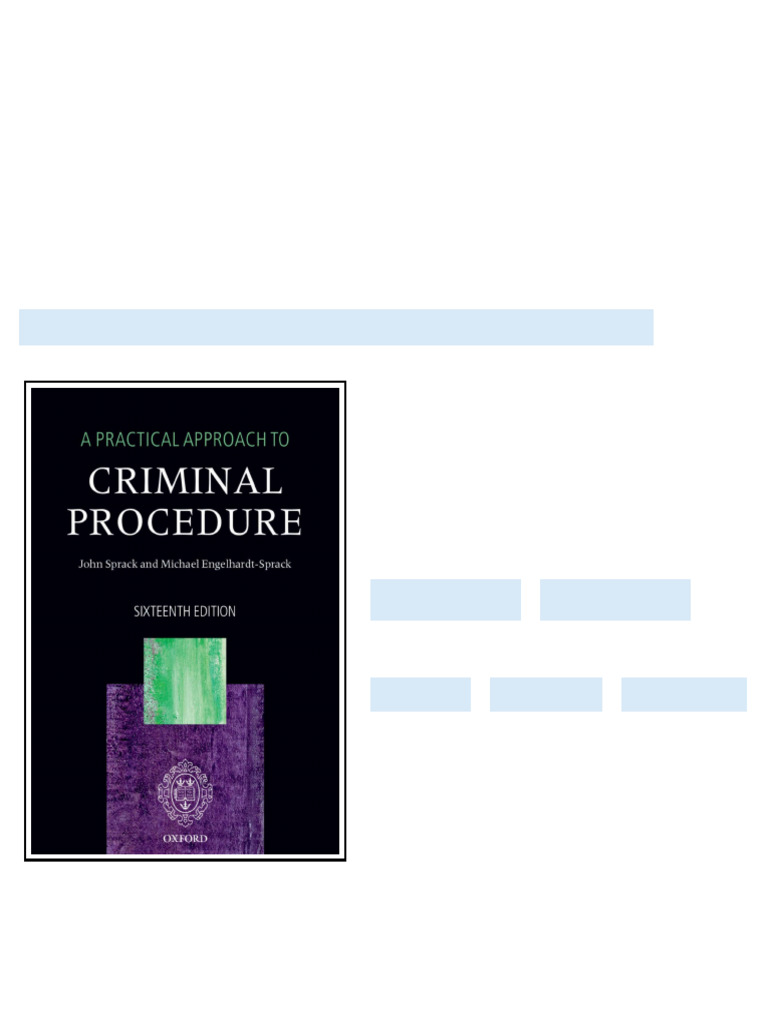 Practical Approach to Criminal Procedure 16th Edition John Sprack A ...
