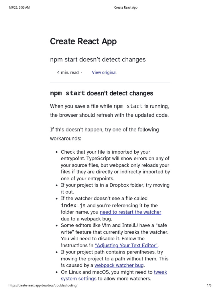Fixing npm Start Issues in React | PDF | Directory (Computing ...