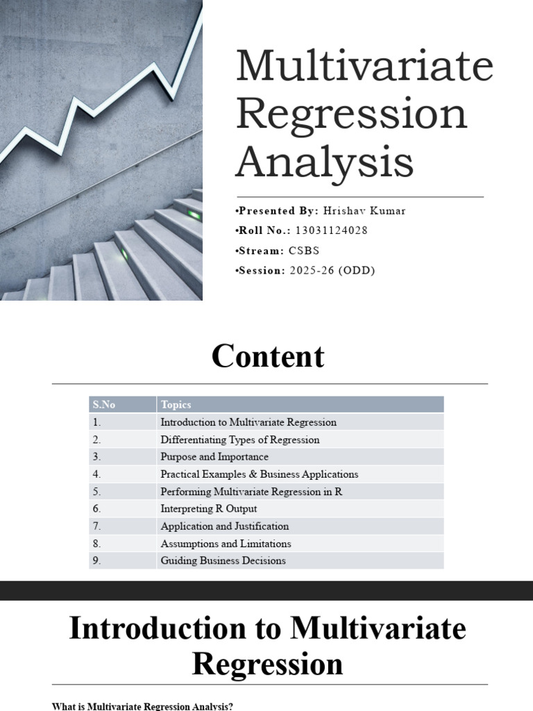 Multivariate Regression Analysis Guide | PDF | Dependent And ...