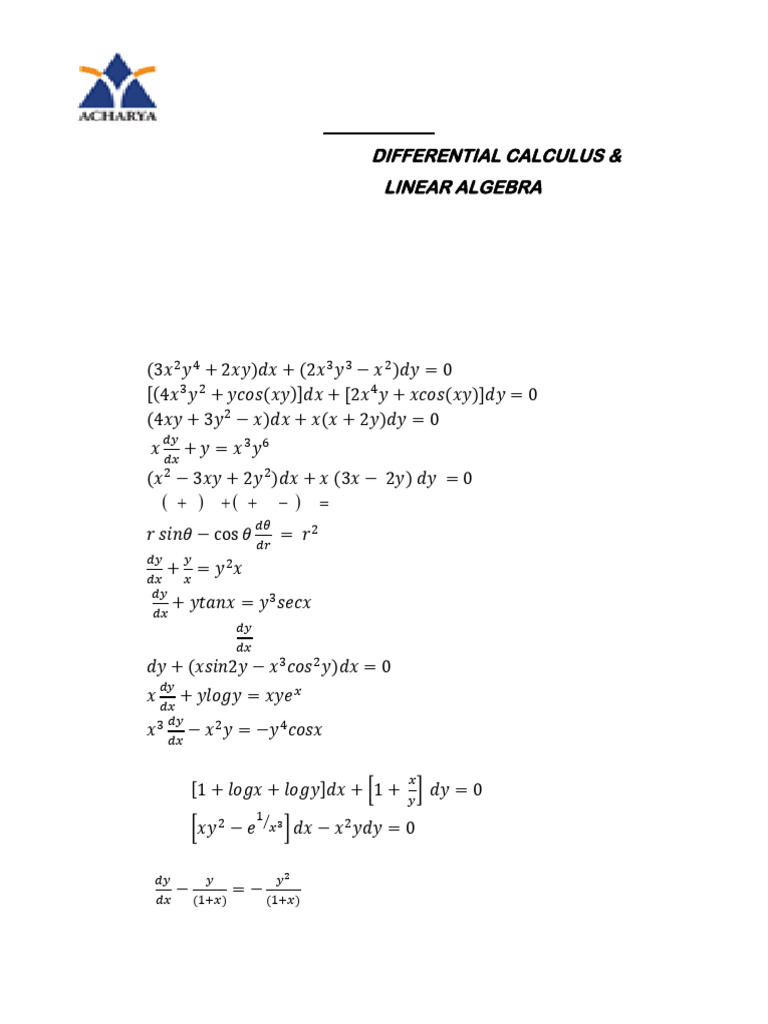 Differential Calculus & Linear Algebra Questions | PDF | Volt | Series ...