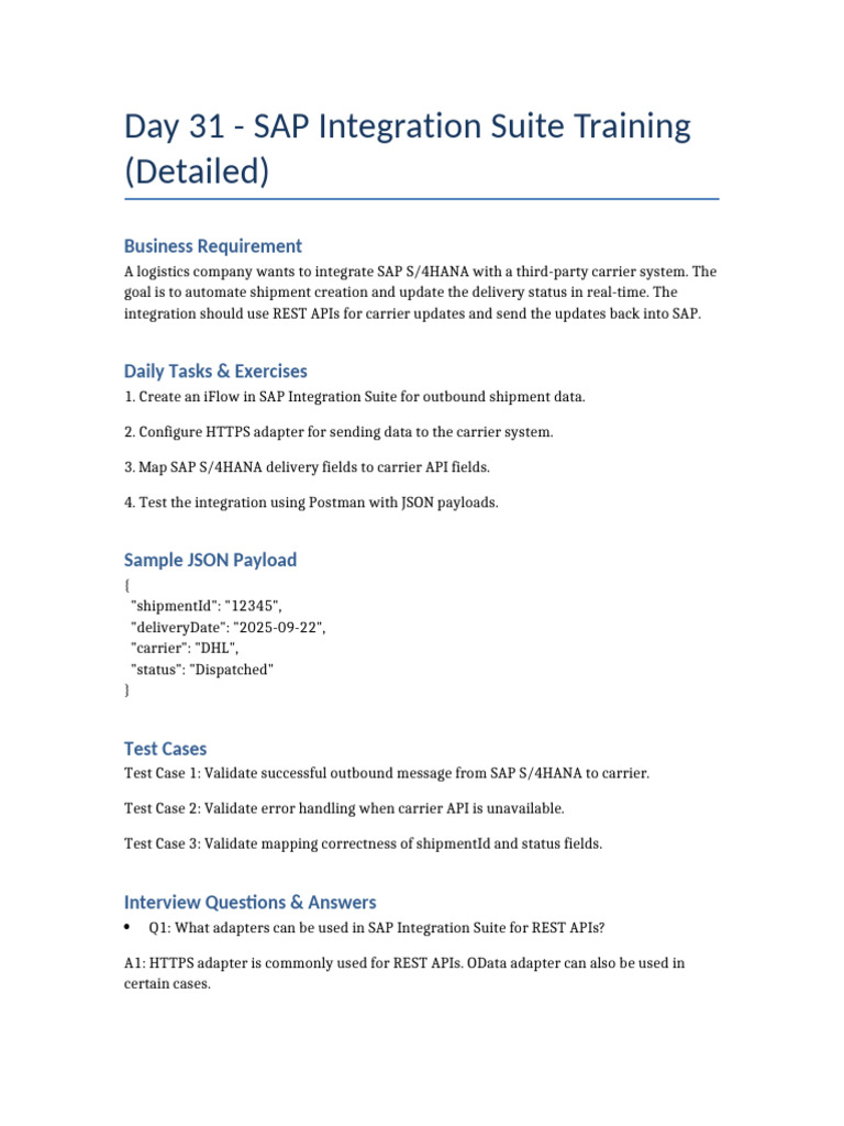 SAP Integration Suite: Logistics Automation | PDF