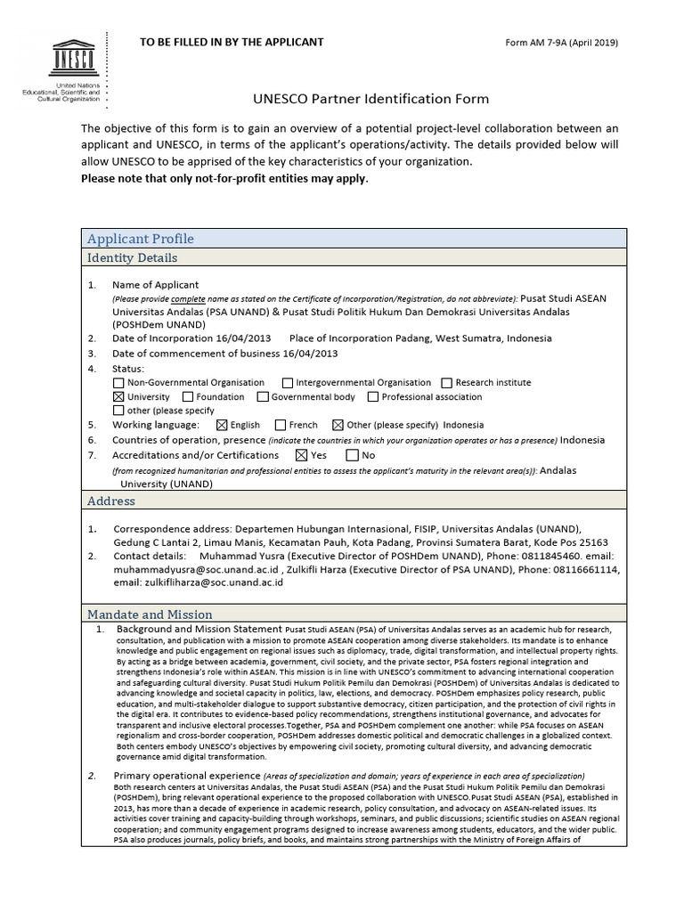 Annex 2 Partner Identification Form | PDF | Governance | Democracy