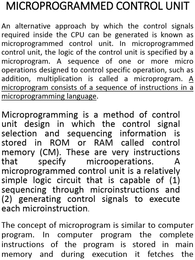 Microprogrammed Control Unit Overview | PDF | Computer Science ...