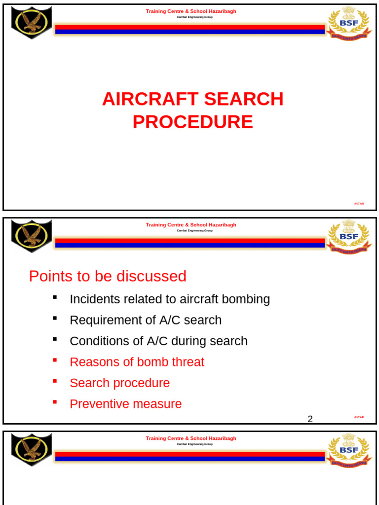 Aircraft Bomb Threat Search Procedures | PDF | Baggage | Bomb