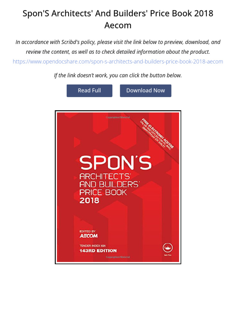 Spon's Architects' Price Book 2018 | PDF | Wall | Building Materials