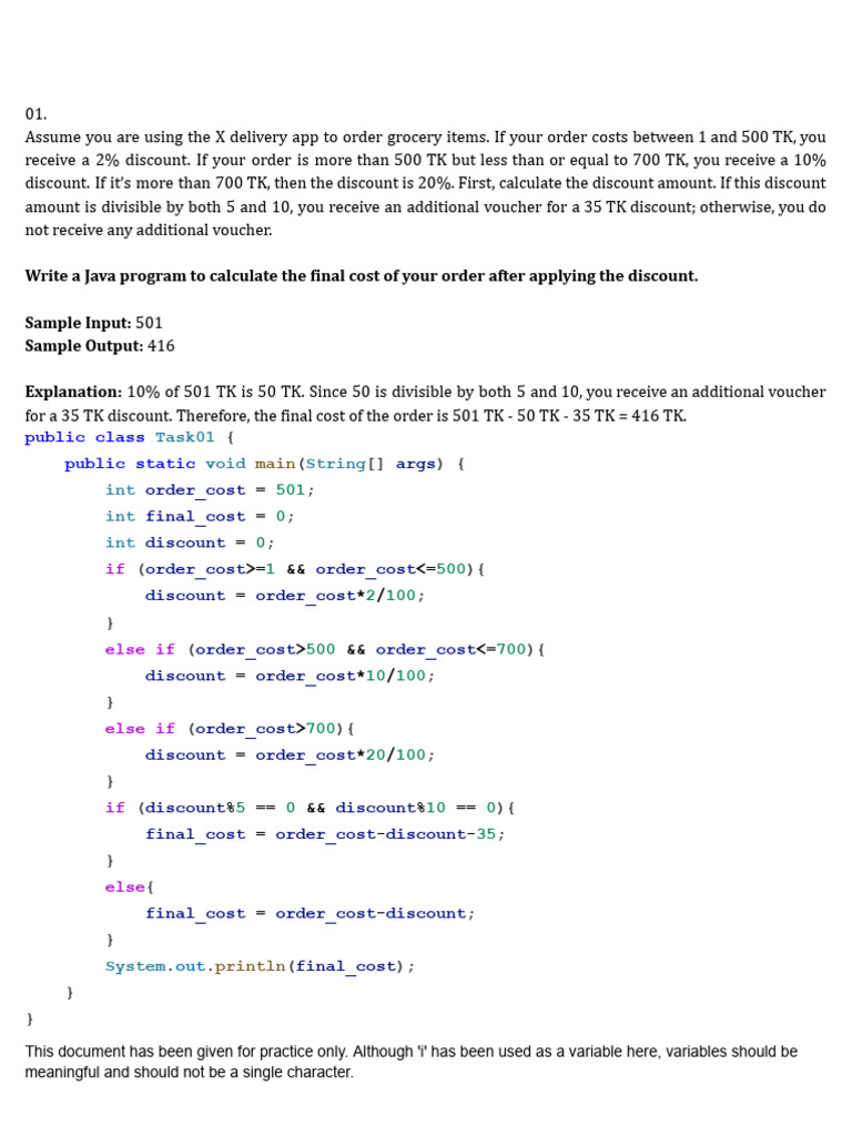 Java Programs for Discount and Age Calculation | PDF | Temperature ...