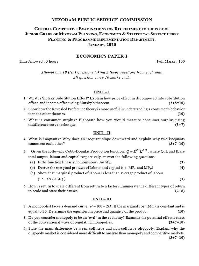 mpess-economics-paper-i | PDF | Economics | Monopoly