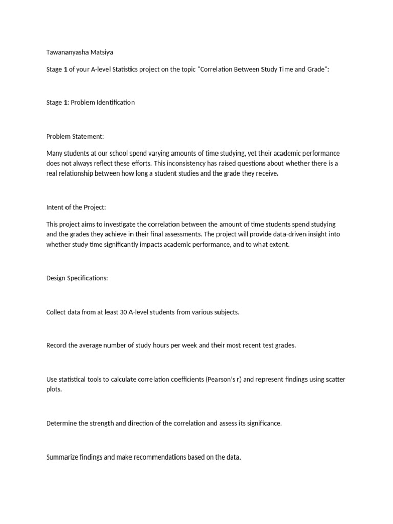 Study Time vs. Grades Correlation Analysis | PDF | Statistics | Scatter ...