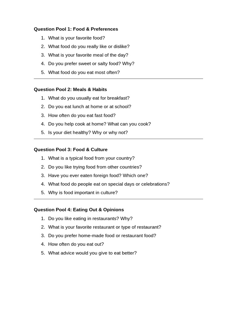 Food Preferences and Eating Habits | PDF