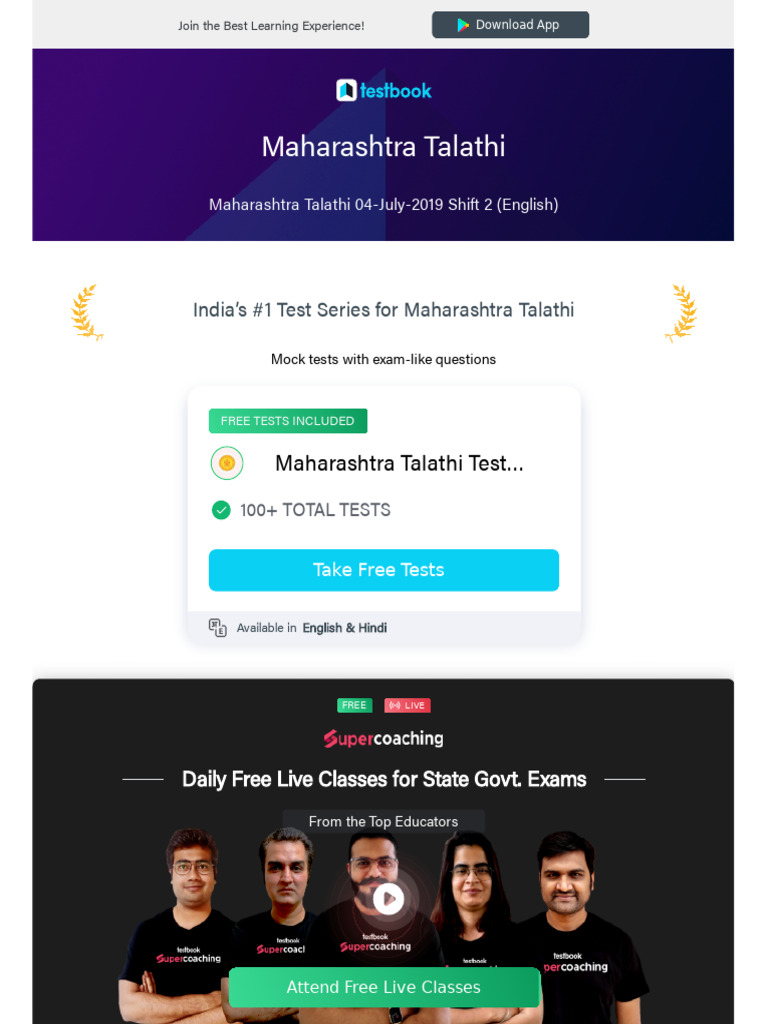 Maharashtra Talathi 04 July 2019 Shift 2 English 40a1cc64 | PDF