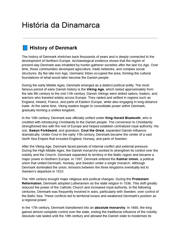 Overview of Denmark's Historical Journey | PDF | Denmark | Sweden
