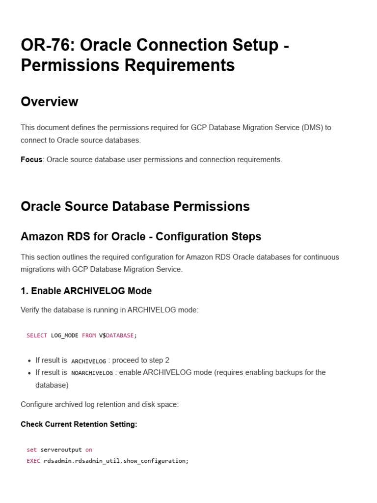 Oracle Permissions for GCP Migration | PDF | Databases | Computer ...