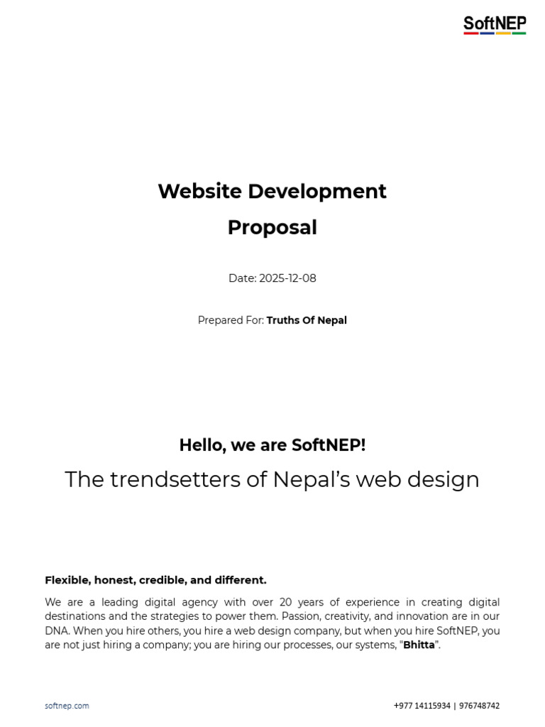 Website Development Proposal for Truths Of Nepal | PDF | Html | Web Design